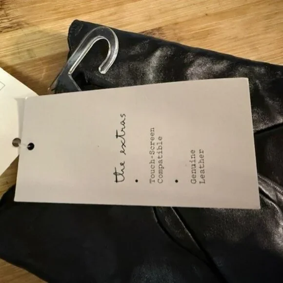 Retro Black leather gloves with pink / pastel floral embroidery - NWT - Picture 16 of 16